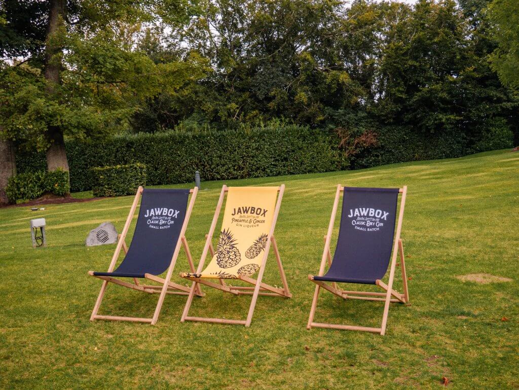 Three deckchairs on the lawn of the Culloden estate and spa