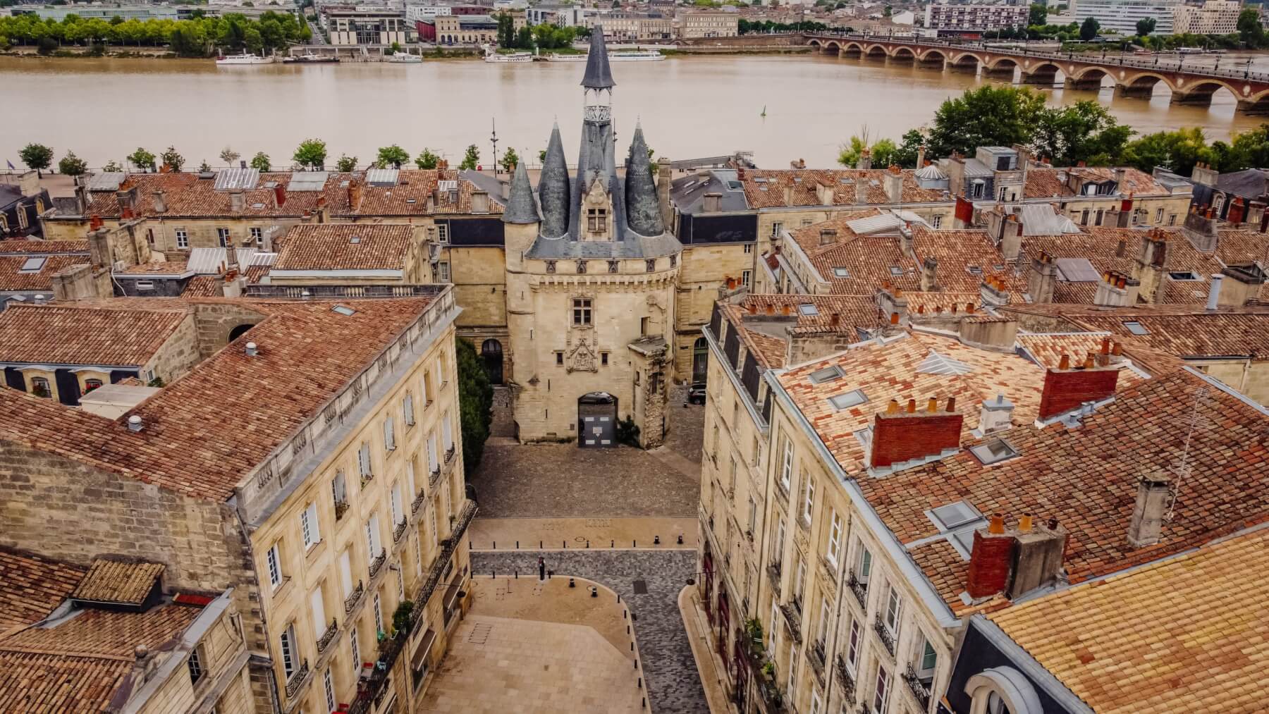 Aerial view of Bordeaux city in France