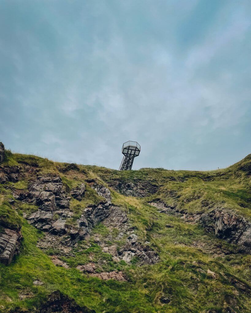 Viewing tower at the gobbins cliff walk in antrim northern ireland