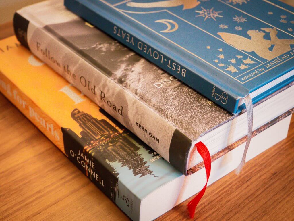 Irish books on a table in Sheen Falls Lodge in Ireland.