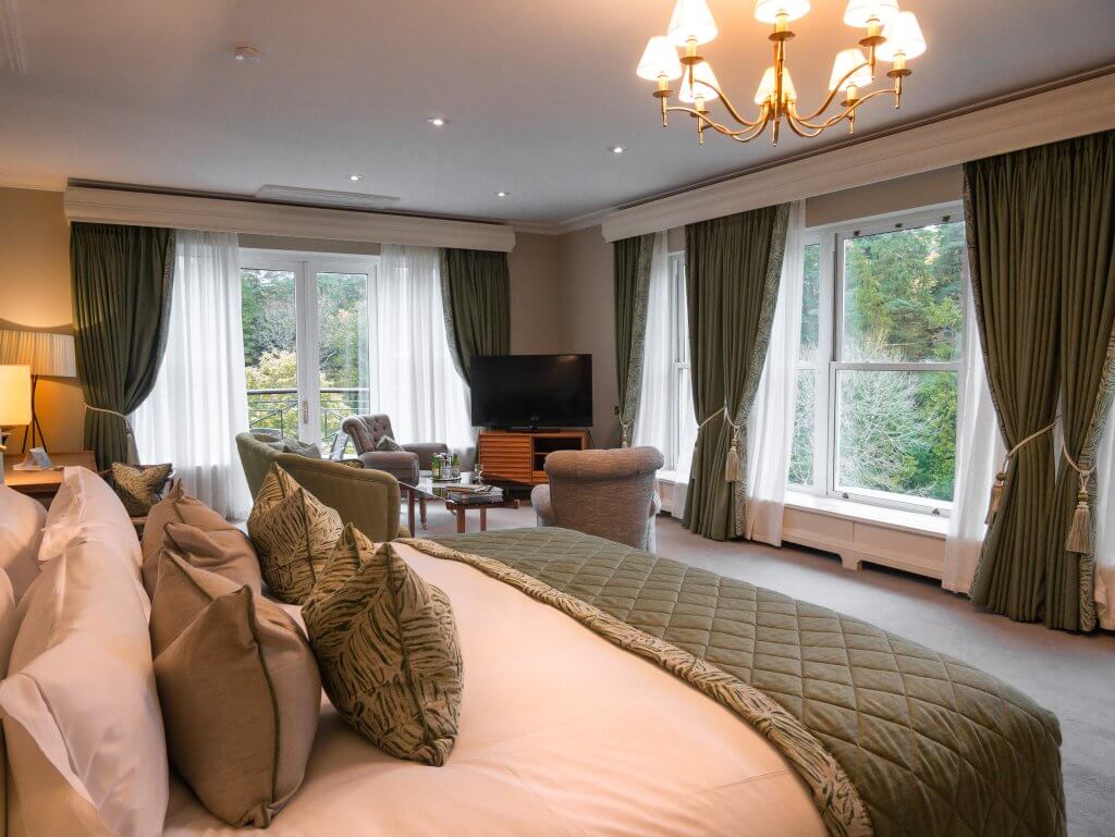 Bedroom of Sheen Falls Lodge one of Ireland's luxury 5 star hotels