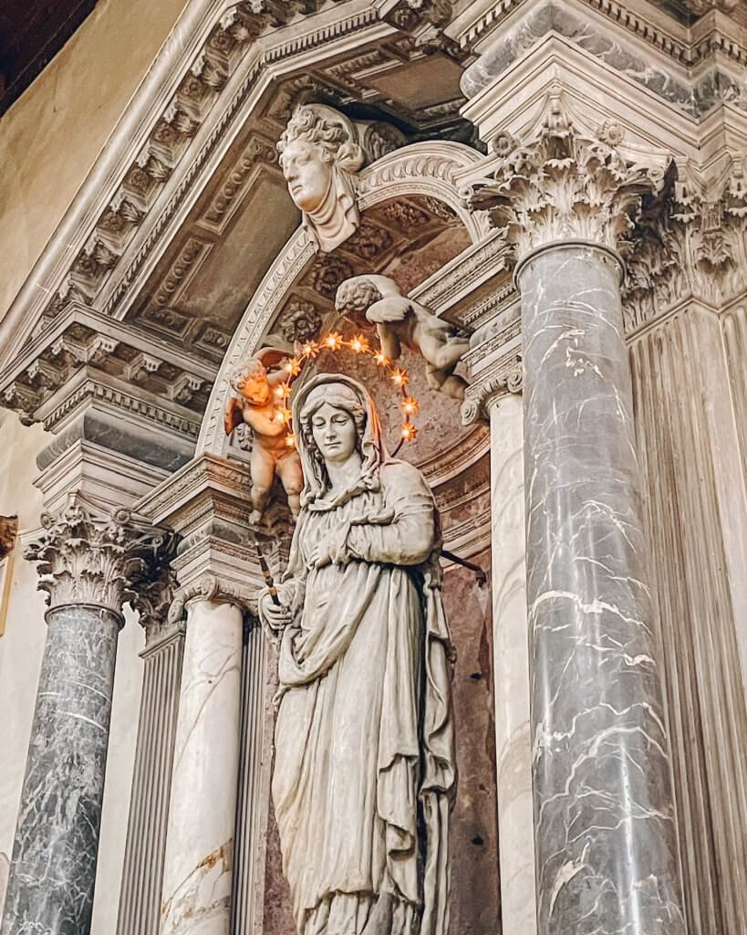Statue of the Virgin Mary in the church Madonna dell'Orto in Cannaregio sestieri Venice