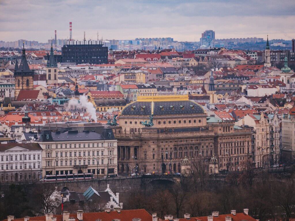 Aerial roooftop view of Prague city the best Prague Instagram spot