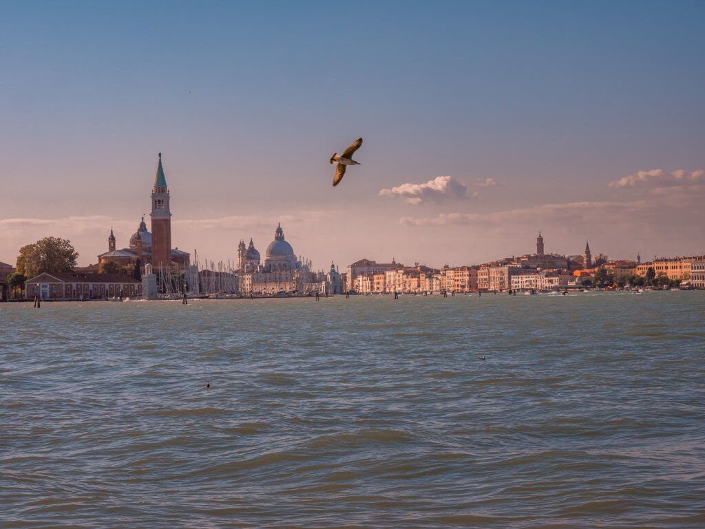 Venice skyline from the water.