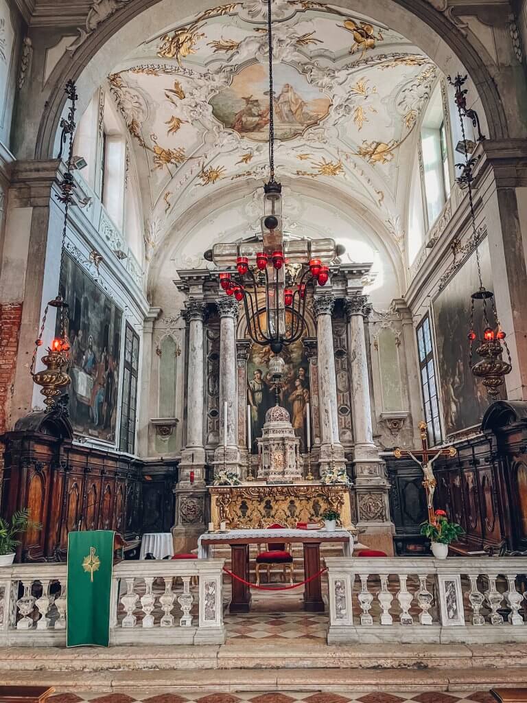 Interior of Madonna dell'Orto church in Venice Italy