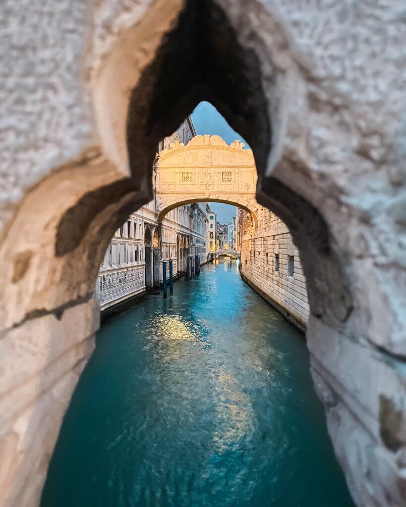 Alternative photography angle for the Bridge of Sighs in Venice Italy. Venice Instagram Spots.