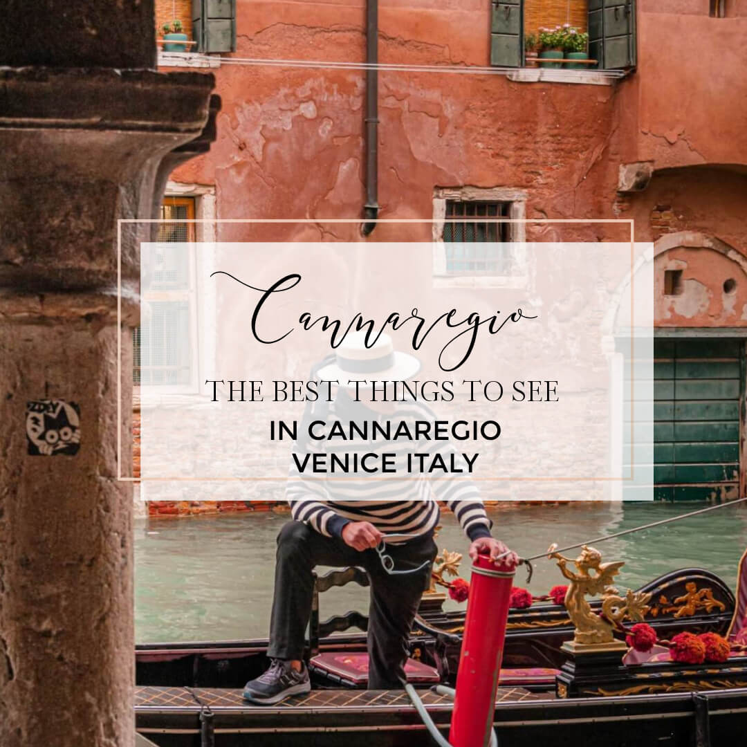 Gondolier in venice with text overlay best things to see in Cannaregio Venice Italy