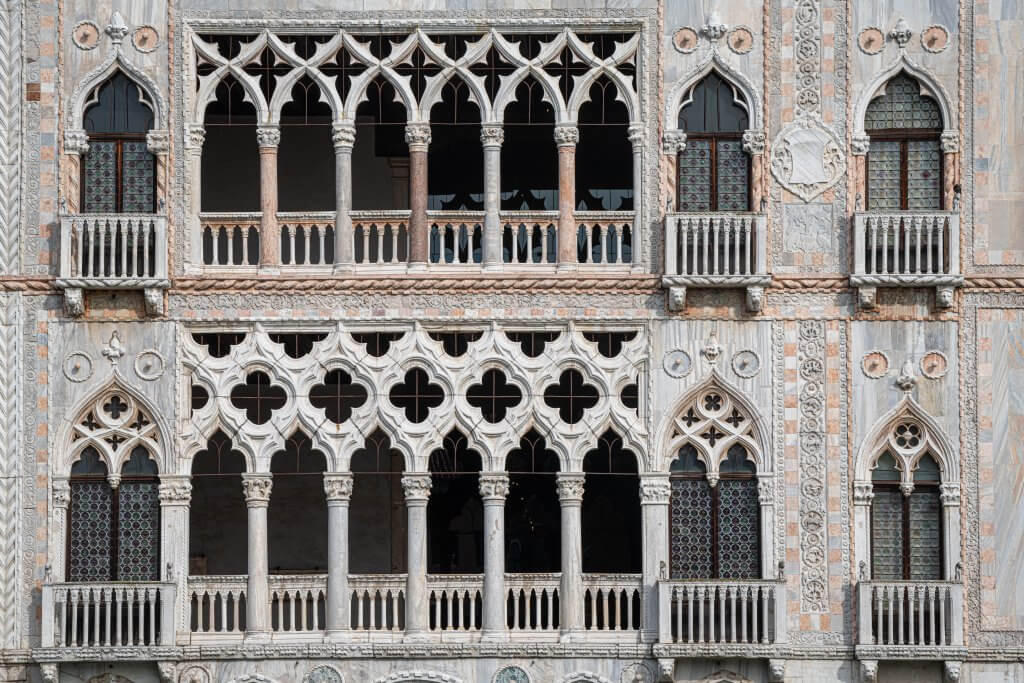 Facade of Ca d'Oro in Venice Italy