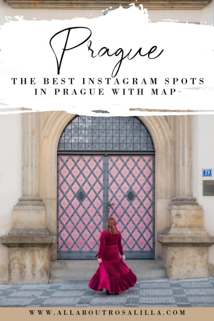 Image of a Prague doorway with text overlay Prague Instagram Spots