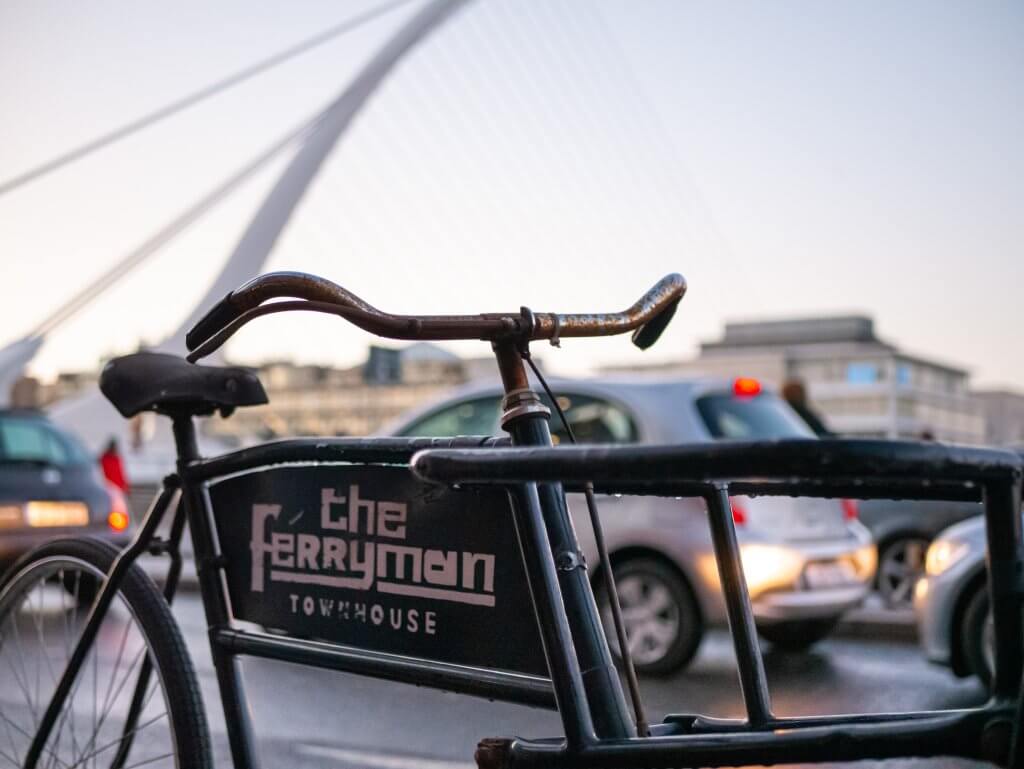 Bicycle outside the Ferryman pub in Dublin Ireland