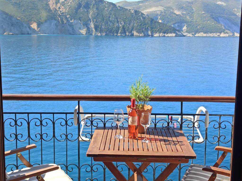 Balcony view of Panorama Apartments in Assos Kefalonia Greece