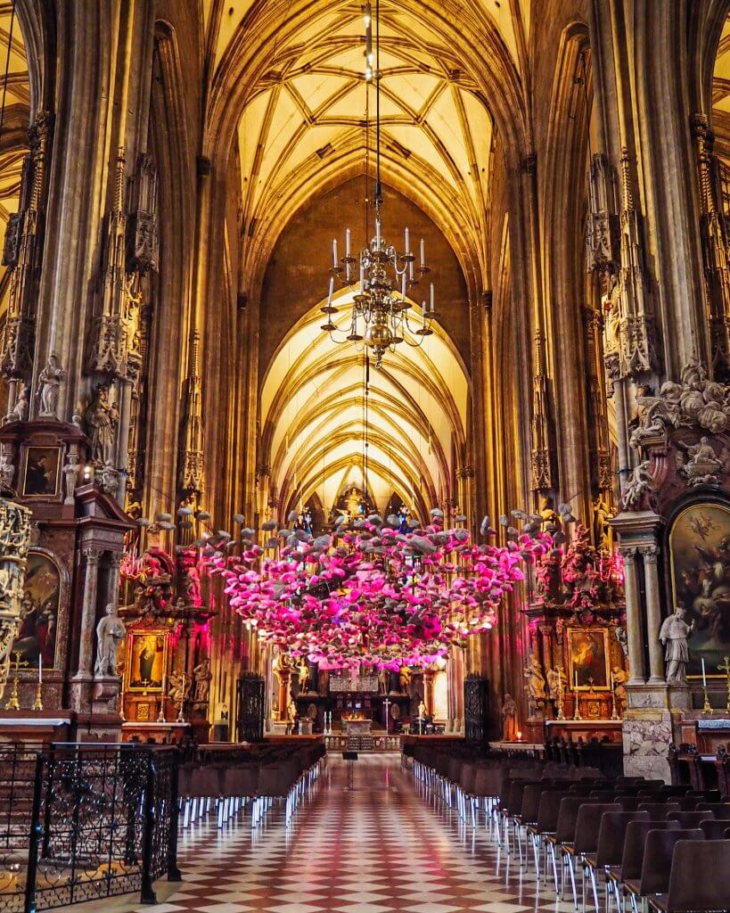 Interior shot of St Stephen's cathedral in Vienna, Austria