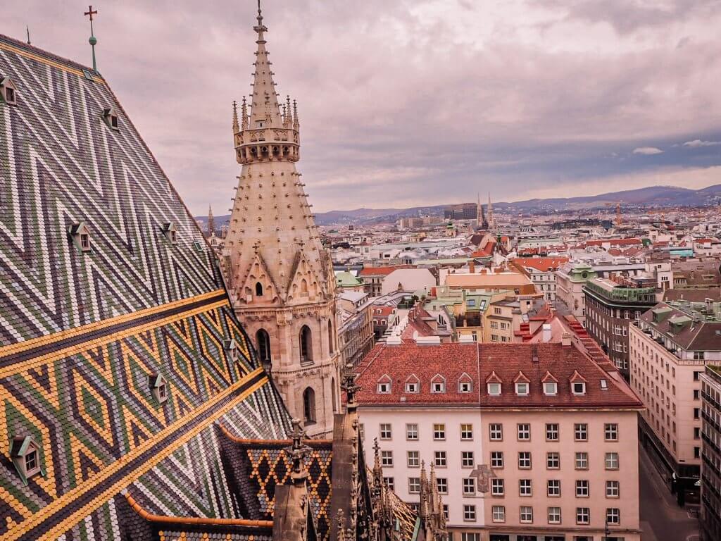 Rooftop view of St Stephens cathedral in Vienna Austria a must see on your 3 days in Vienna