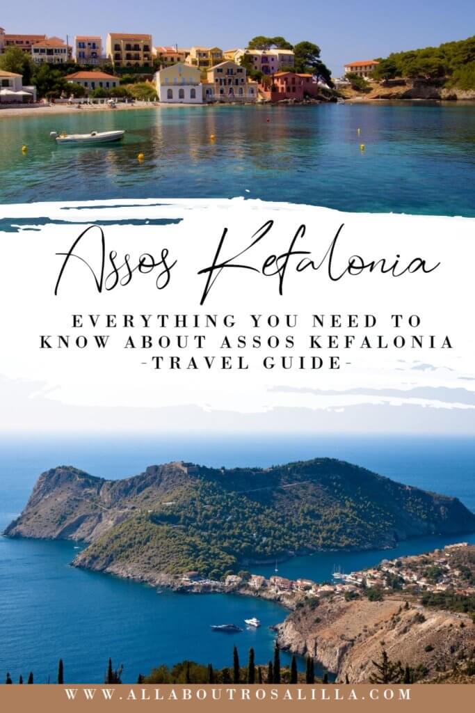 Images of Assos with text overlay Assos Kefalonia, everything you need to know about Assos