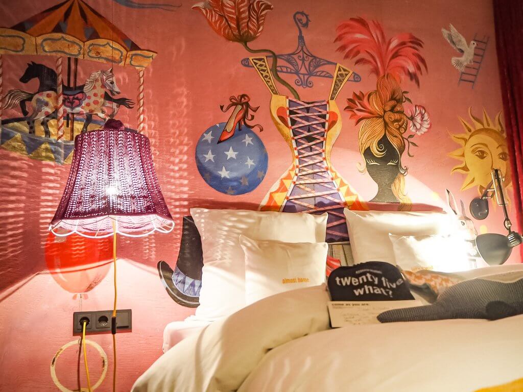 Circus theme bedroom at 25 hours hotel in Vienna Austria