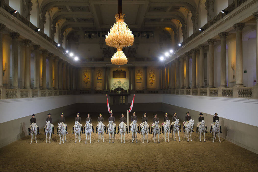 Lipizzaner riders on their horses at the Spanish Riding School the perfect place to visit on a 3 day Vienna itinerary