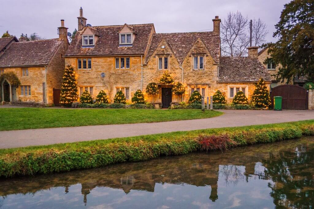 Pretty village in the Cotswolds during Christmas