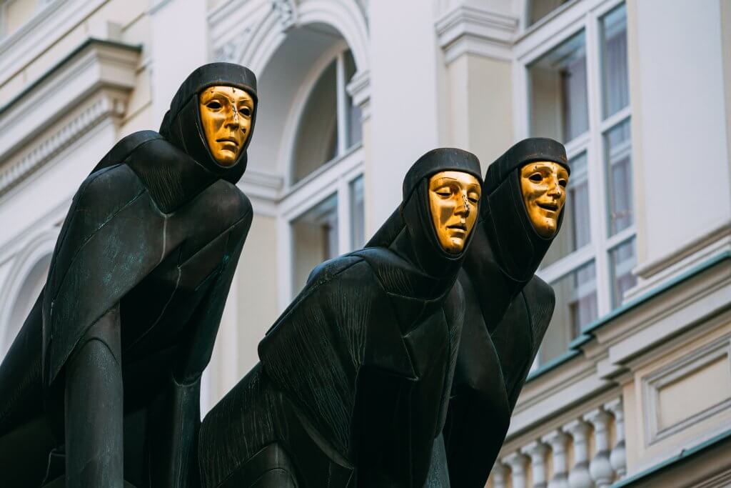 The three muses in Vilnius Lithuania