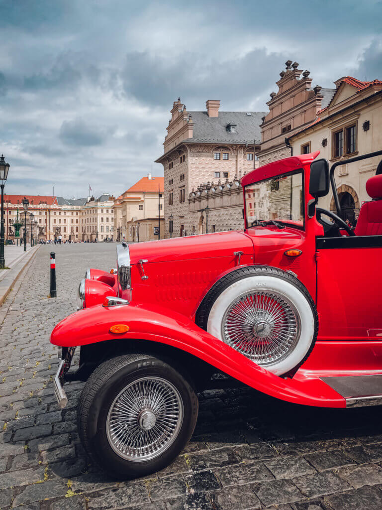An unusual thing to do in Prague on a 2 day Prague itinerary is take a vintage car tour of Prague