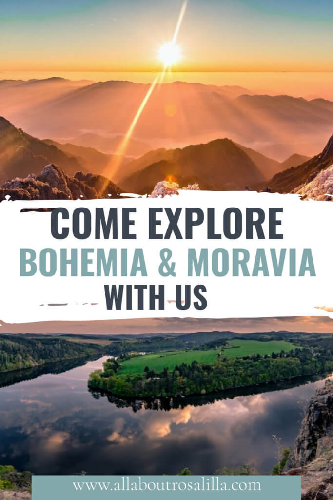 Images of Czech Republic with text overlay come explore Bohemia and Moravia with us