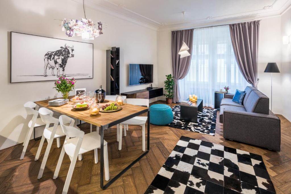 Living area of MOOo by the castle apartments in Prague
