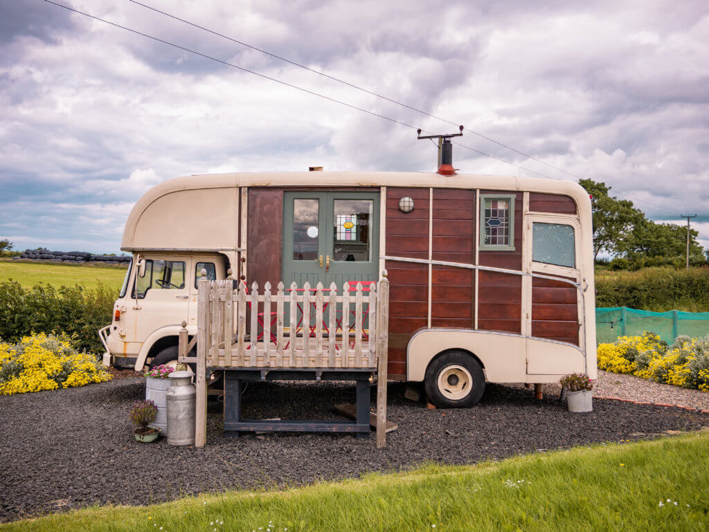 Unique Airbnb in Northern Ireland. The Oat Box is a converted Bedford horsebox.