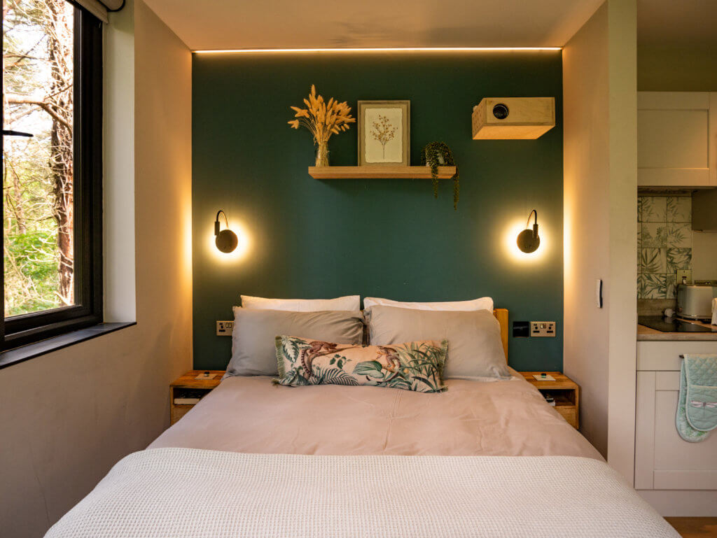 Interior of Peacock Roosttreehouse in Burrenmore Nest Ireland