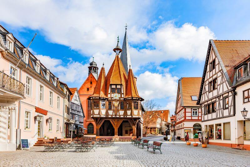 Michelstadt’s town hall (Rathaus), a masterpiece of medieval timber-framed design.