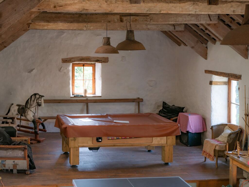 Games room at Nantgwynfaen Organic Farm in Wales