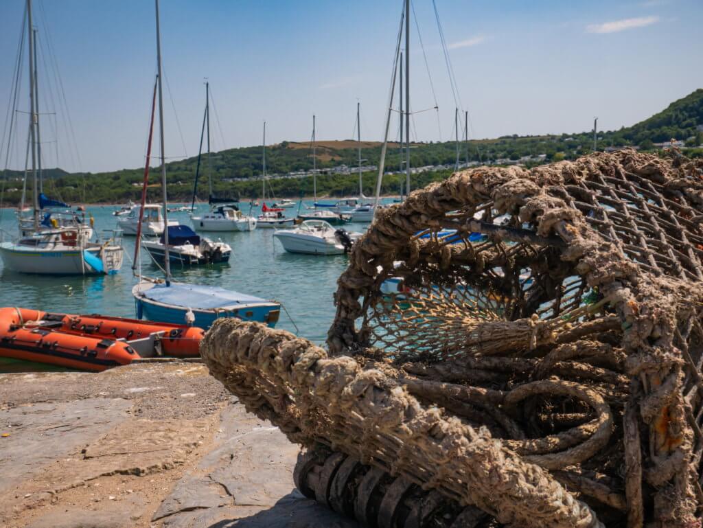 Lobster pot at the harbour in New Quay in West Wales