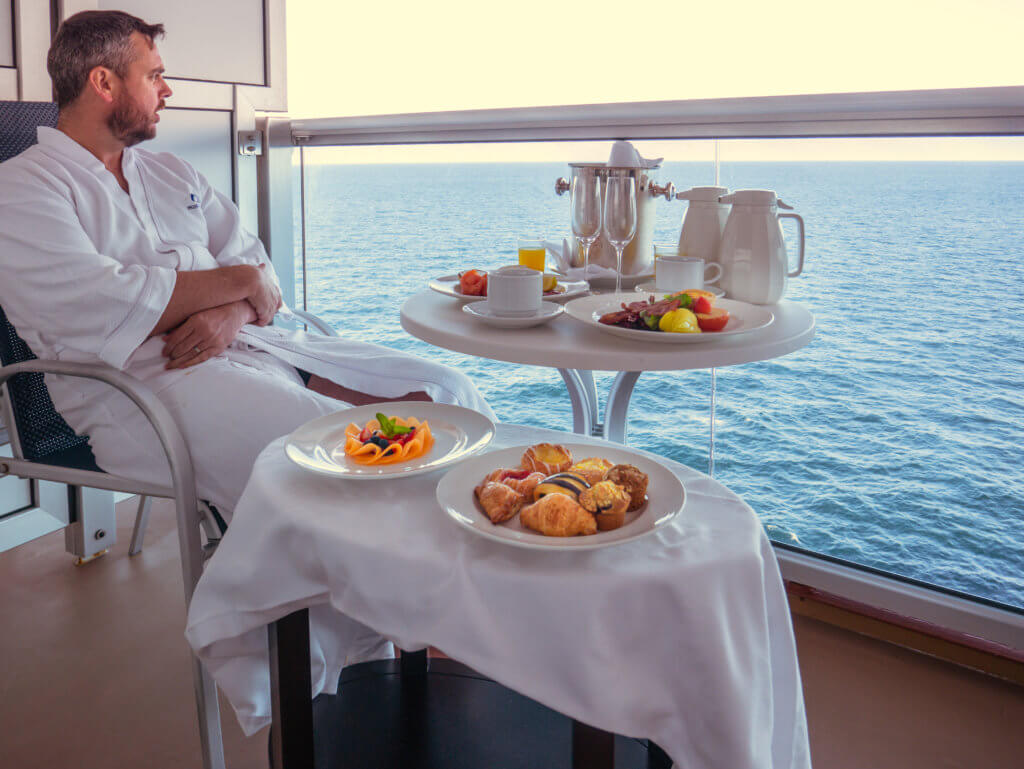 Balcony breakfast onboard the Sky Princess Cruise Ship