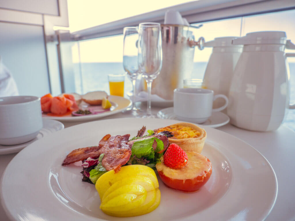 Balcony breakfast onboard the Sky Princess Cruise Ship