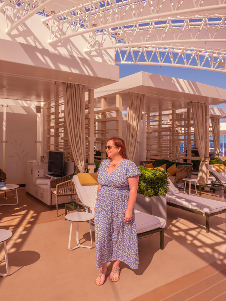 Woman relaxing in the sanctuary on Sky Princess Cruise Ship