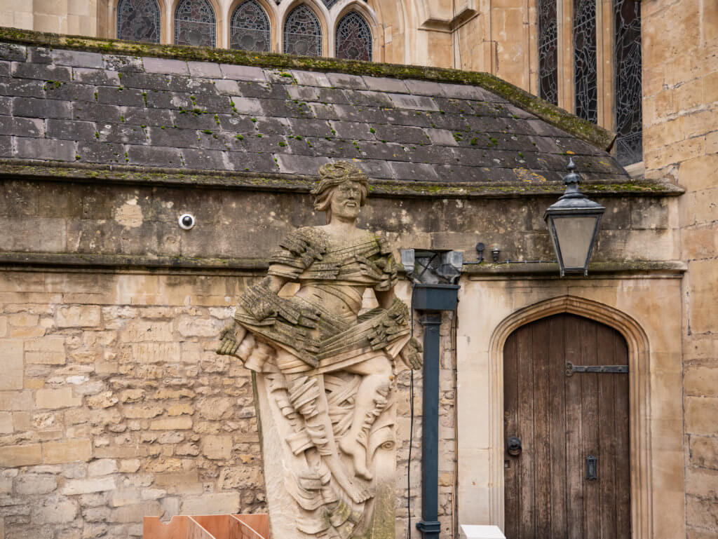 Statue outside Bath Abbey in England