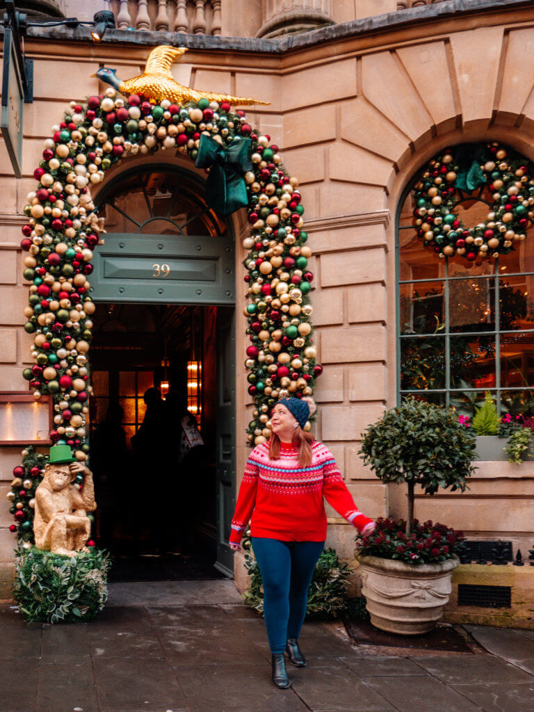 Christmas Decorations outside The Ivy Brasserie in Bath