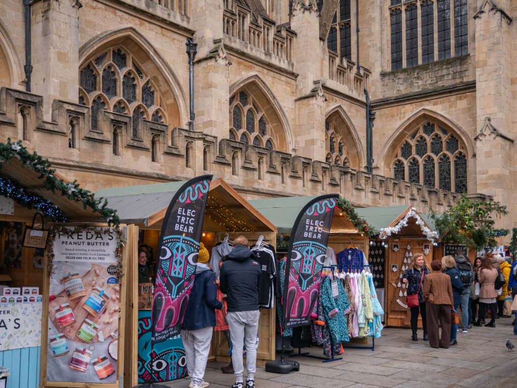People shopping at Bath Christmas Markets