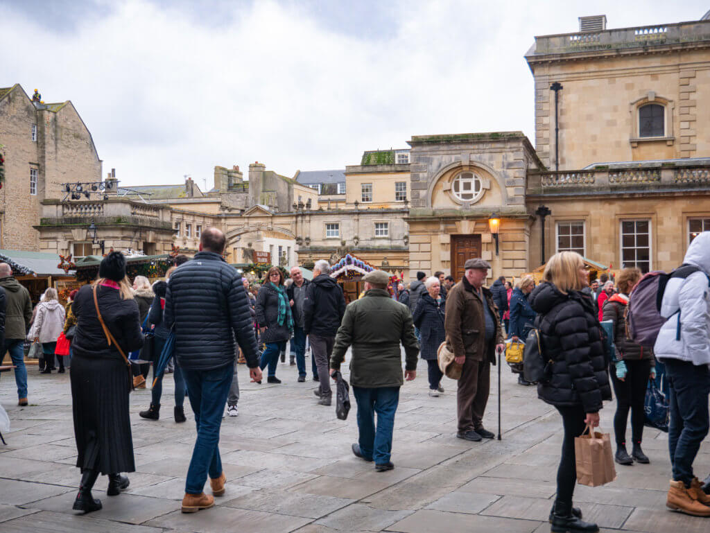 People shopping at Bath Christmas Markets