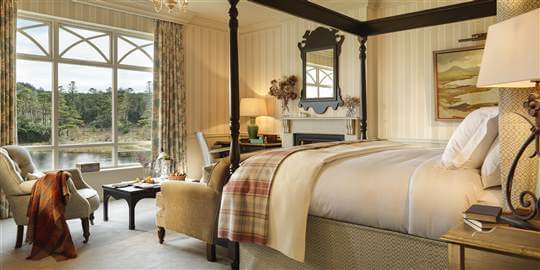 Luxury bedroom at Ballynahinch Castle