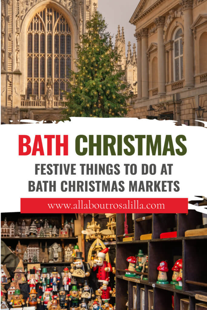 Images of Christmas in Bath with text overlay best tips for enjoying Bath Christmas Markets