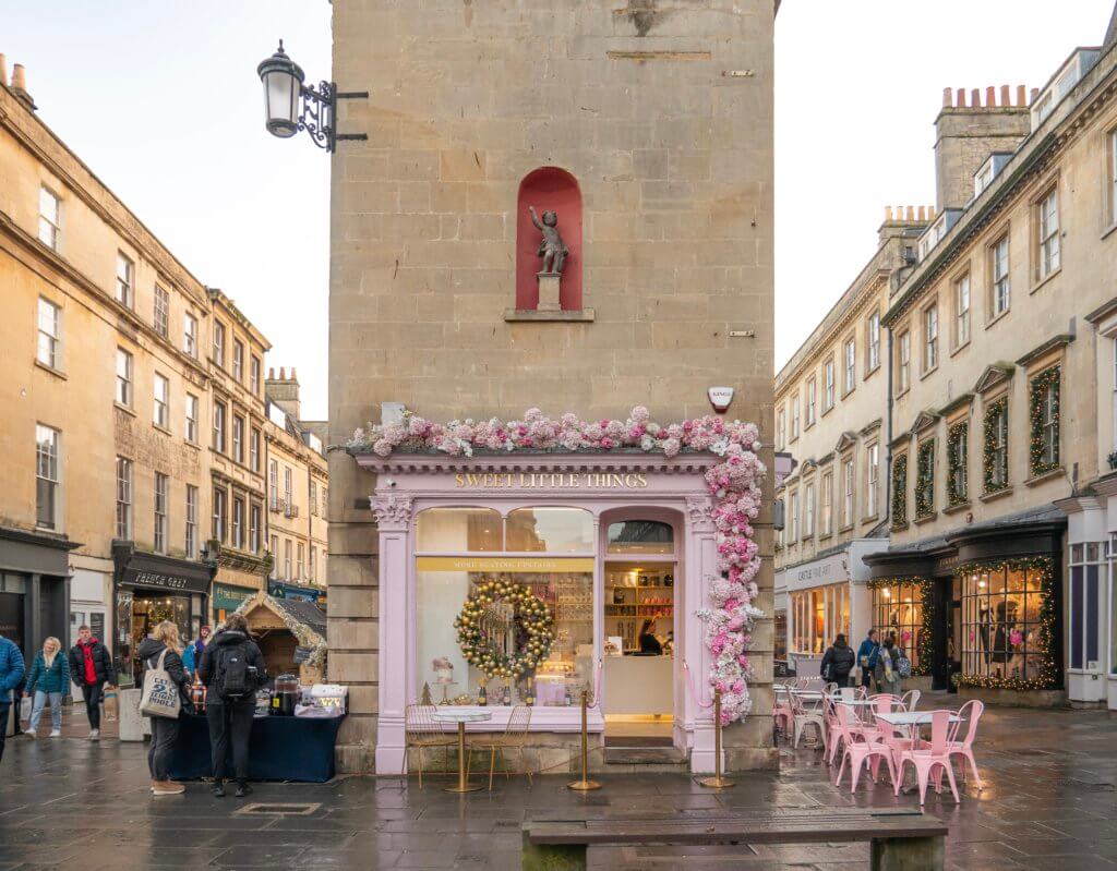 Charming shopping streets in Bath England 