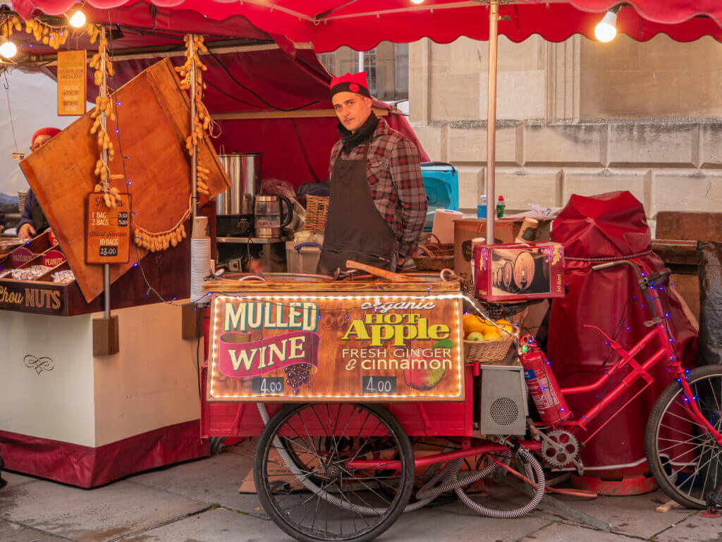 Cart selling hot mulled wine