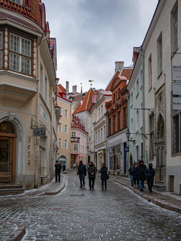 Medieval streets of Old Town Tallinn during winter time