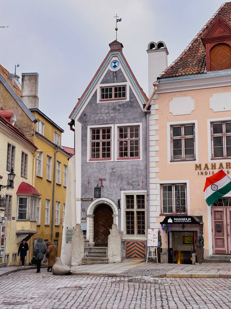 Medieval street in Tallinn Estonia during winter