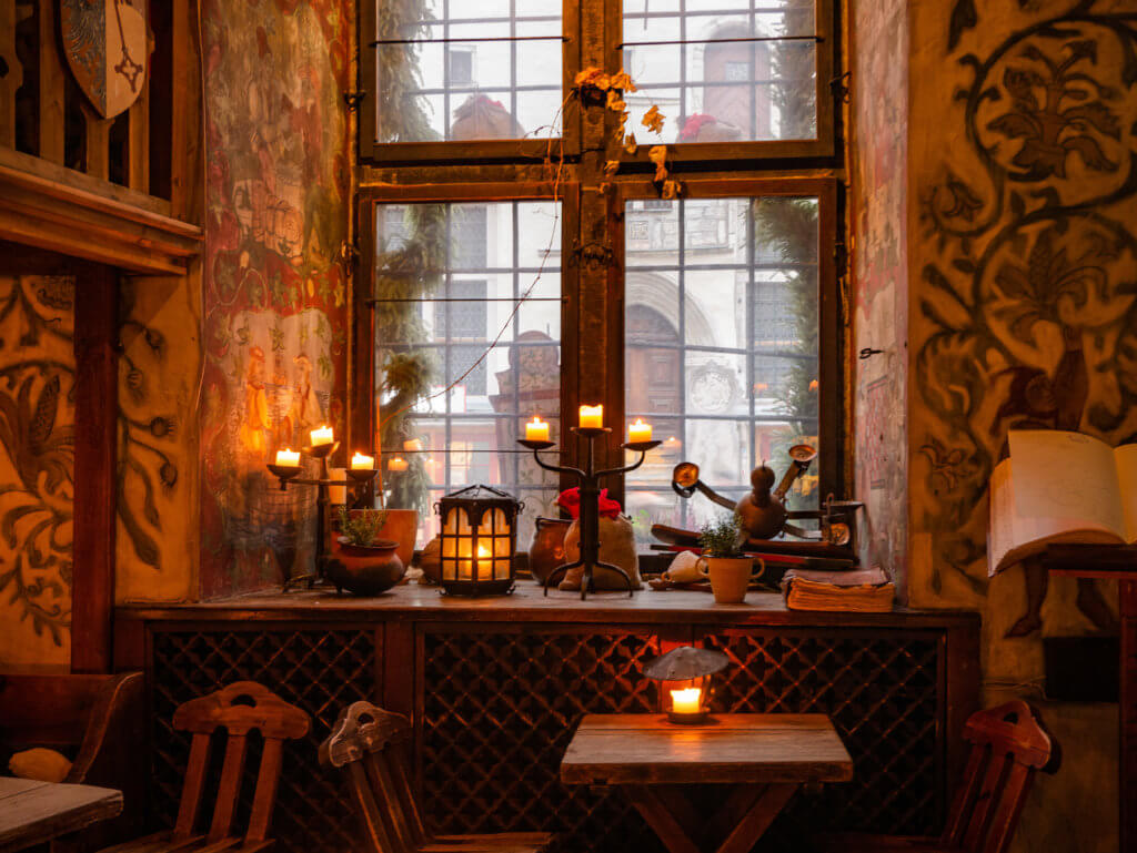 Interior of Olde Hansa Medieval Restaurant in Tallinn Estonia