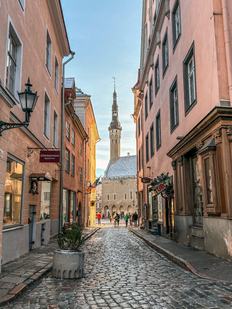 Medieval streets of Old Town Tallinn during winter time