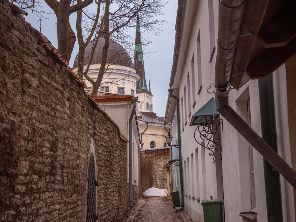 Narrow cobble streets of Tallinn Old Town