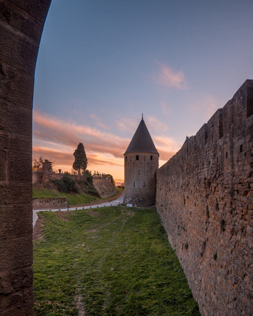 Fairytale turrets of the city walls of Carcassonne France