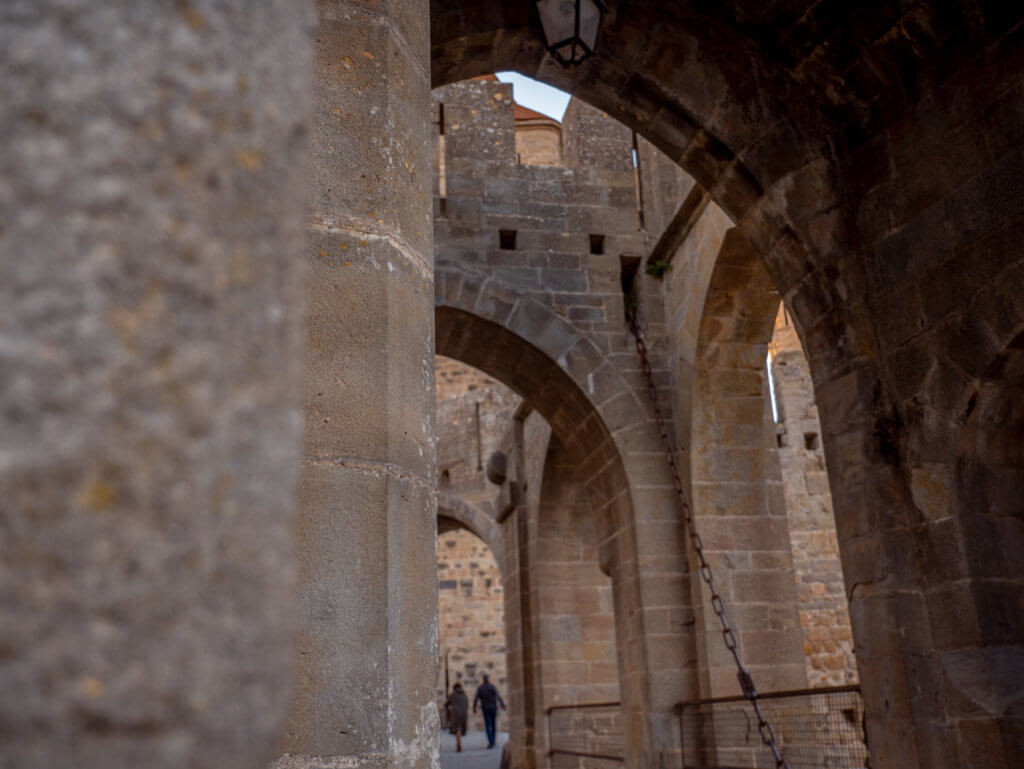 Medieval drawbridge at Carcassonne citadel