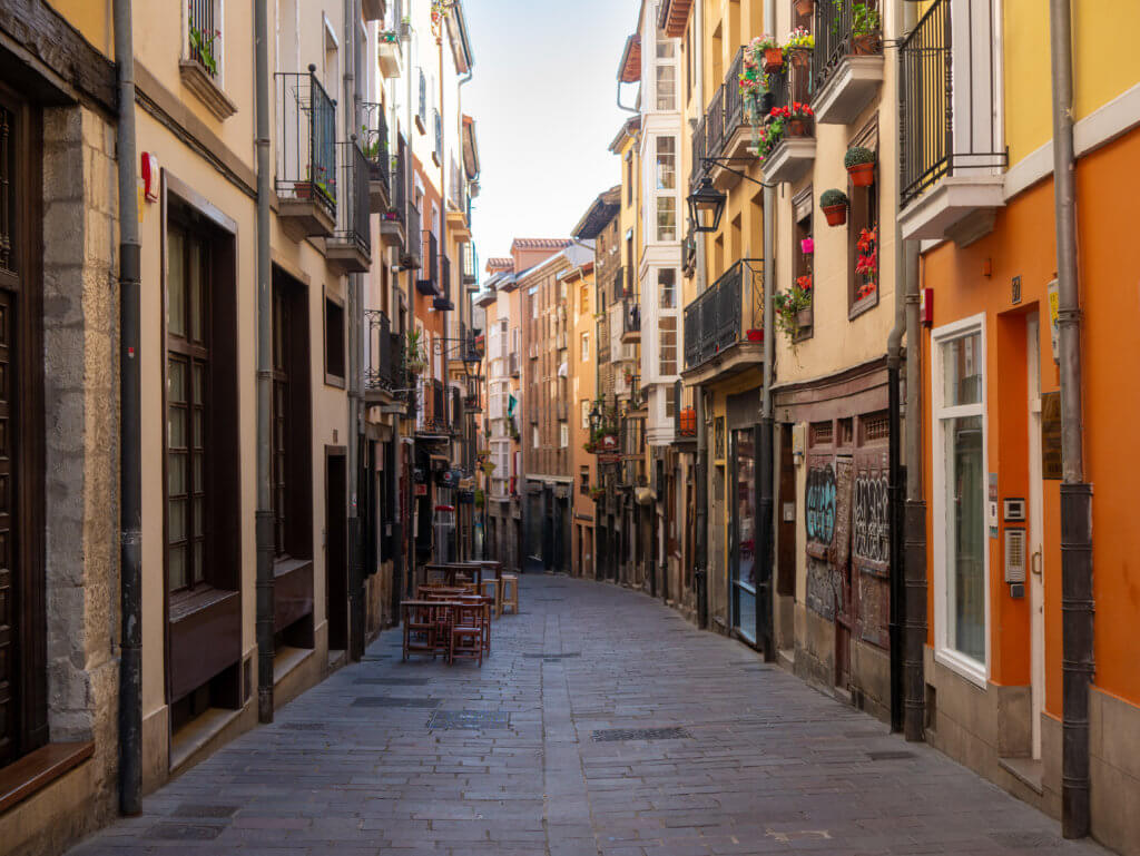 Colourful streets in Vitoria Gasteiz in Basque Country