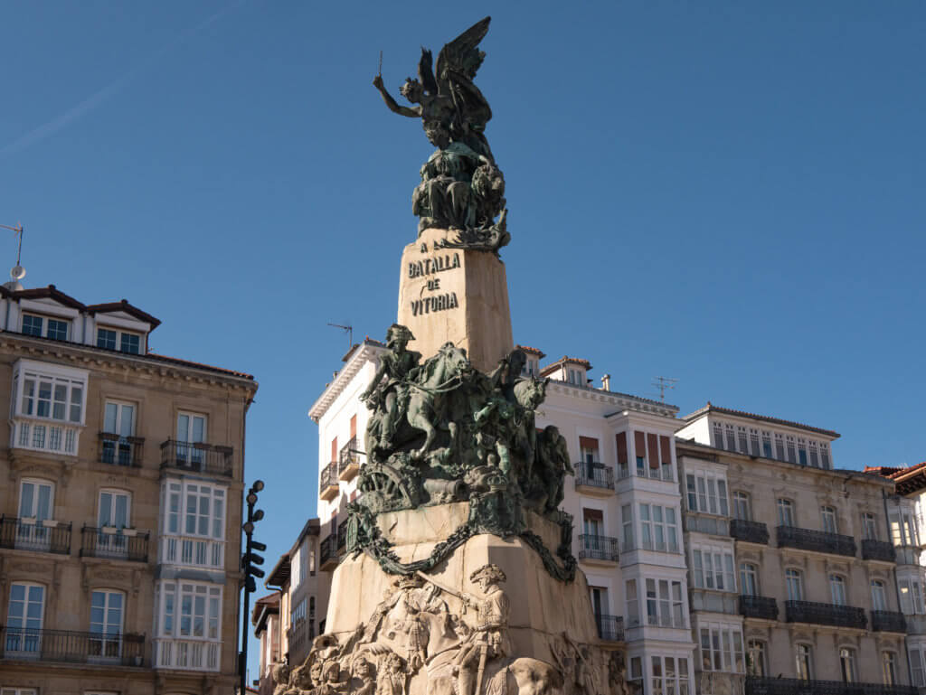 La Batalla de Vitoria monument in Plaza de la Virgen Blanca in Vitoria-Gasteiz